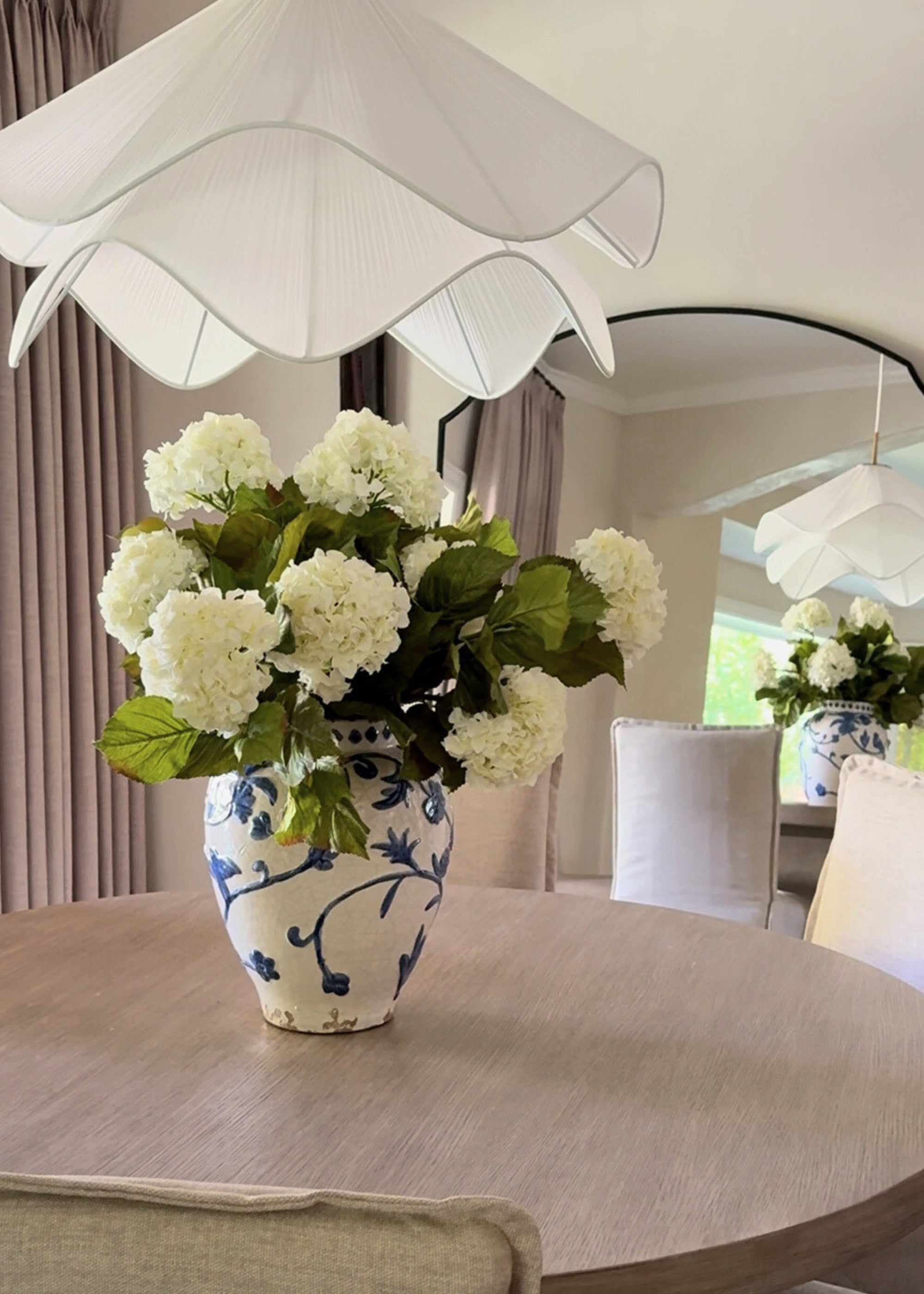 Fake Hydrangea Branch in Crisp White - 36"