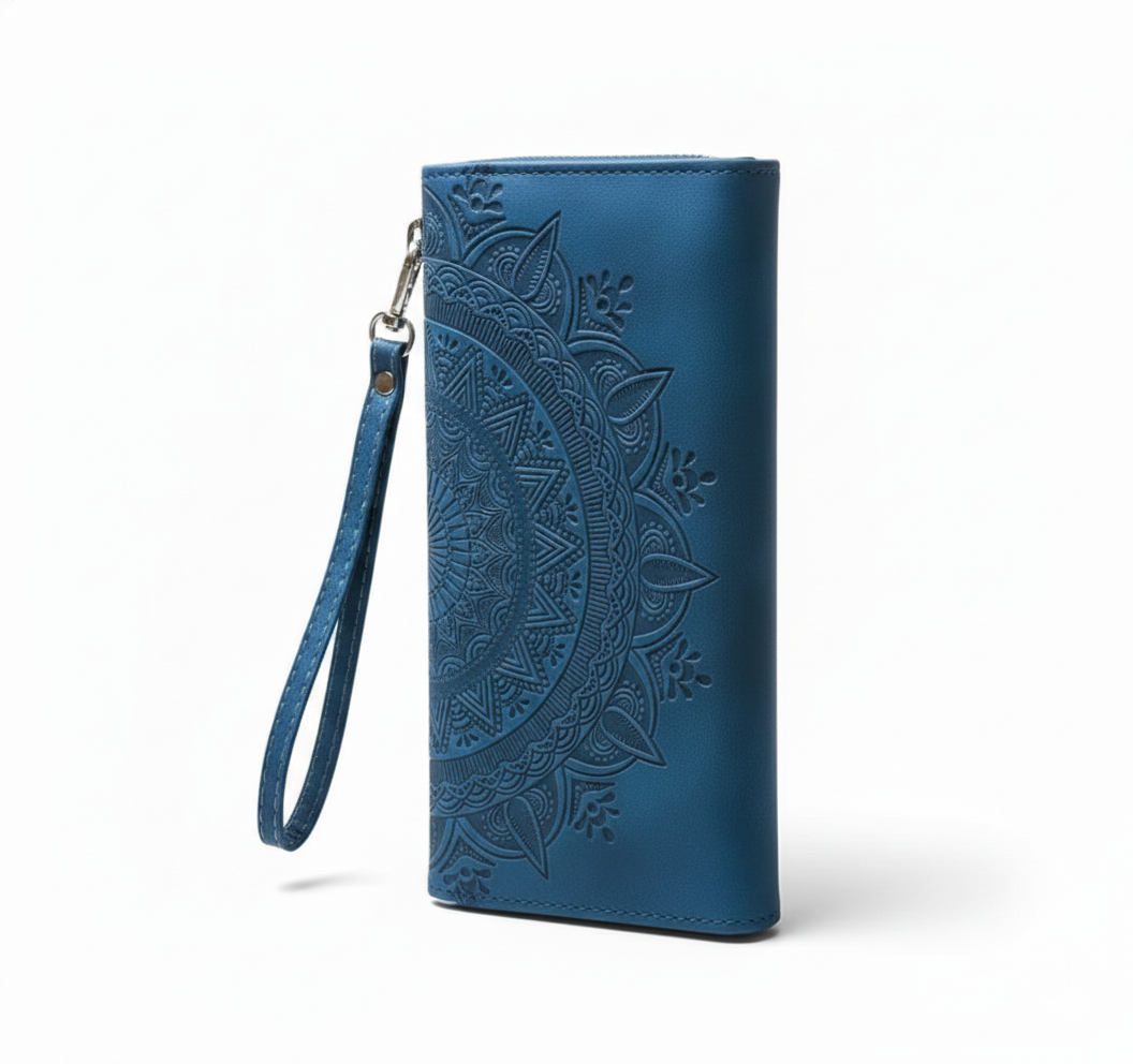 Long Lanyard Flap Faux Leather Phone Case - Zipper Wallet Card Holder Case