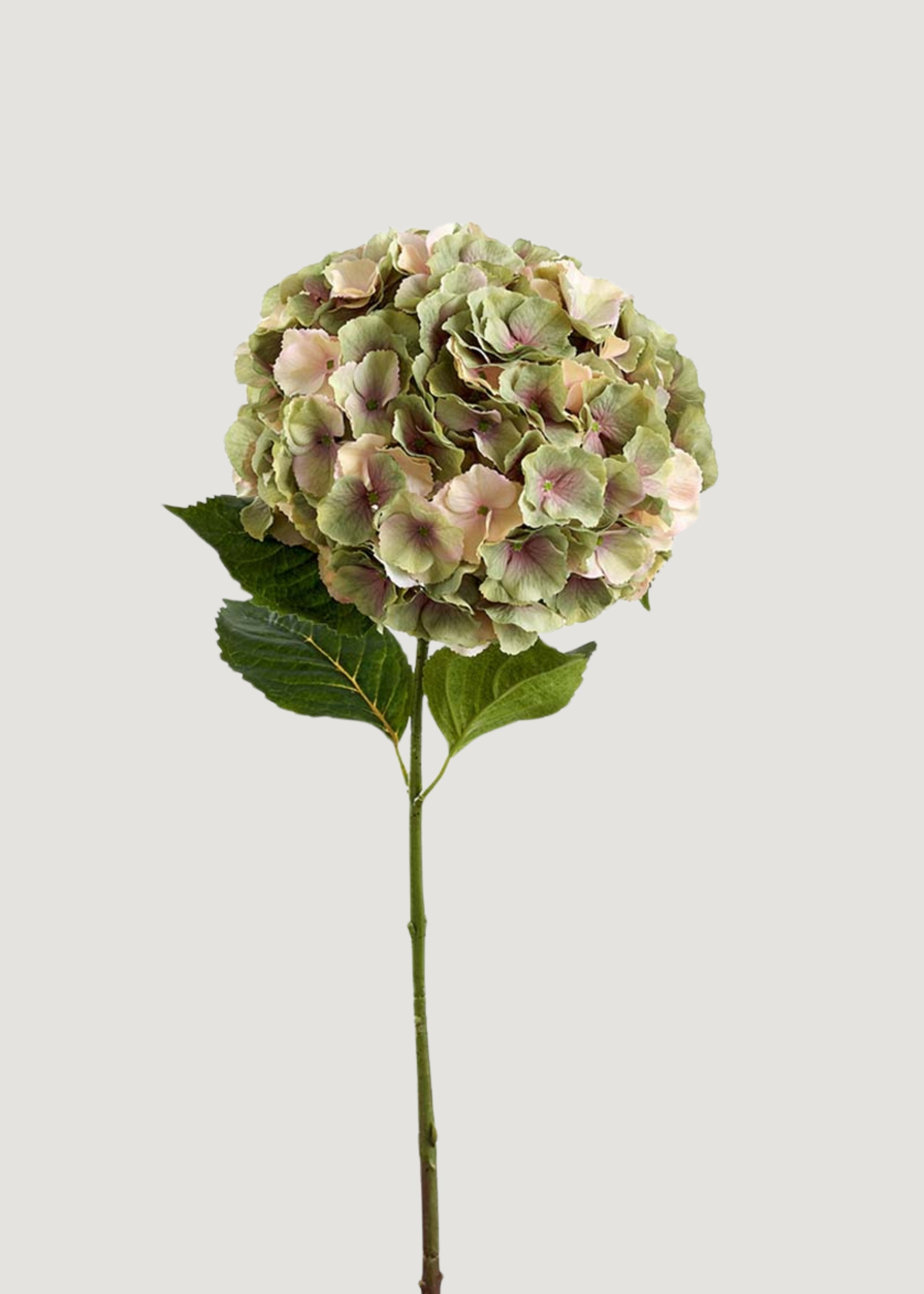 Vintage Green and Mauve Faux Hydrangea Flower - 34"